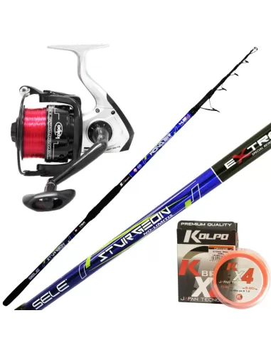 Kit Fishing Sturgeon Torpedo Reel Kolpo Braided 300 mt