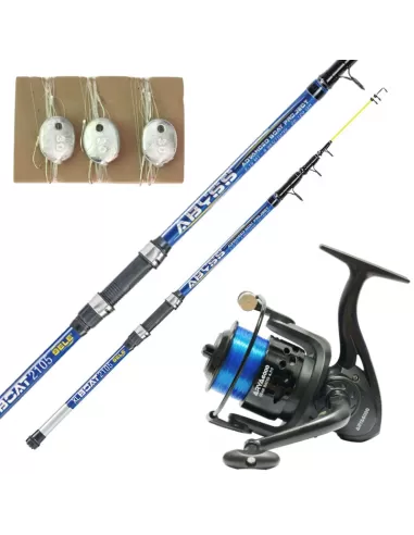 Kit Combo Fishing Bolentino Canna Reel Wire and 3 Lines