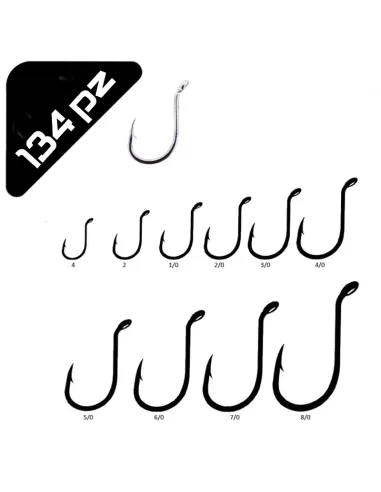  Kit 134 pcs Akami Fishing Hooks Beak SS Sea Fishing Big Game