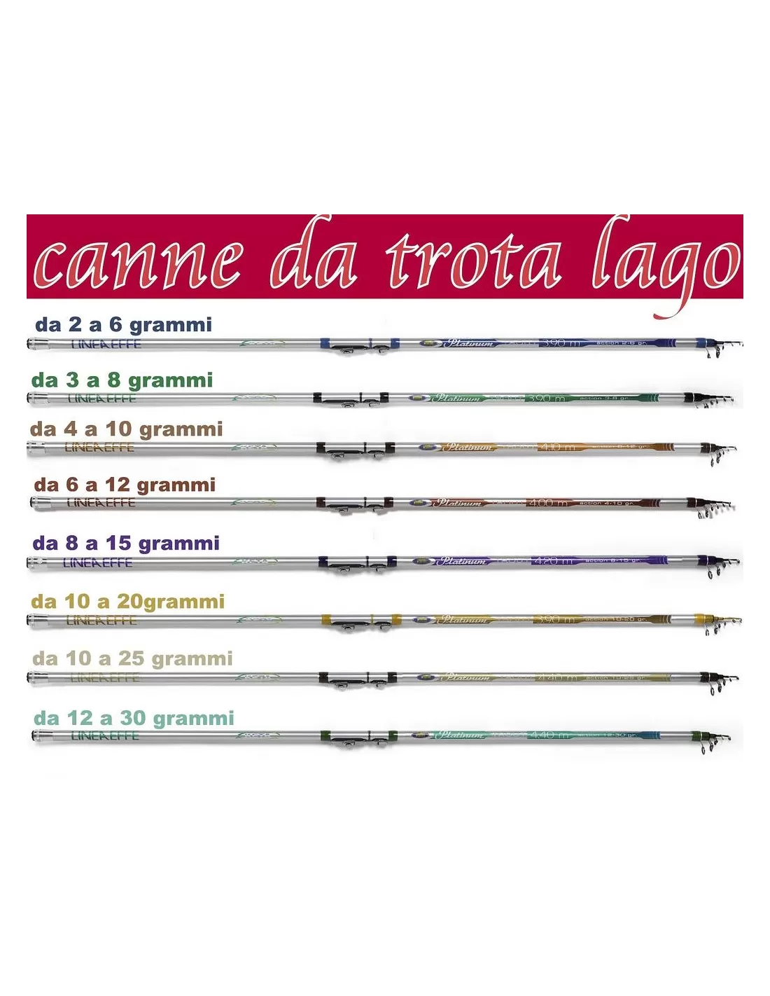 Serie di Canne da Pesca Tremarella Trota Lago Platinum Trout in Carbonio