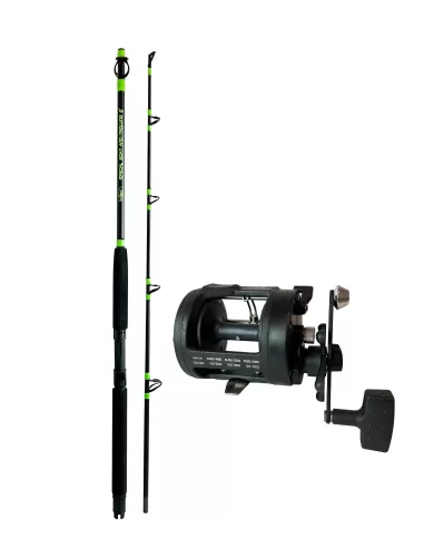 Combo Pesca Traina 2 Sezioni con Mulinello Rotante Kit da pesca All Fishing