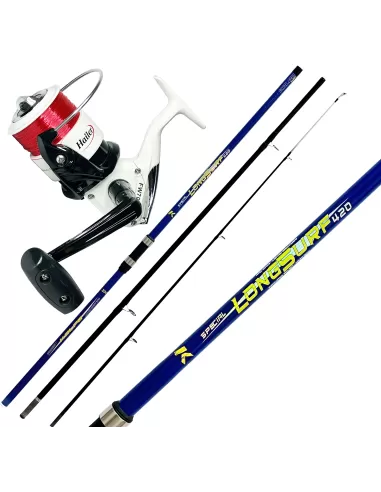 Combo Surfcasting Canna Tre Sezioni 200 gr Mulinello e Filo Kit da pesca All Fishing