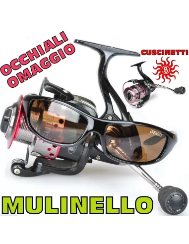 Mulinello SunShine Frizione Anteriore 8 cuscinetti Con Occhiali-Pescaloccasione