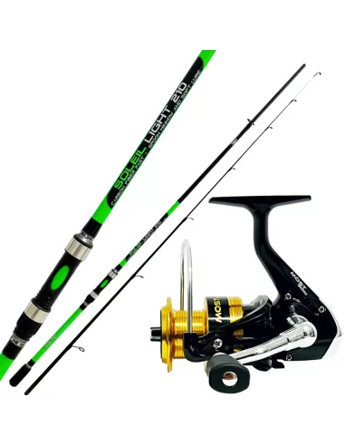 Kit per la Pesca Spinning Light Canna e Mulinello con Bobina in Alluminio