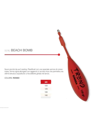 Piombo da surfcasting beach bomb Rosso Trend Surf Casting-Pescaloccasione