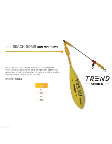 Piombo da surfcasting beach bomb trave giallo Trend Surf Casting-Pescaloccasione