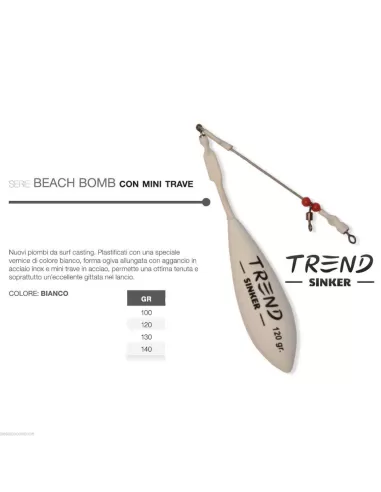 Piombo da surfcasting beach bomb trave bianco Trend Surf Casting-Pescaloccasione