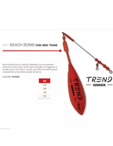 Piombo da surfcasting beach bomb trave rosso Trend Surf Casting-Pescaloccasione