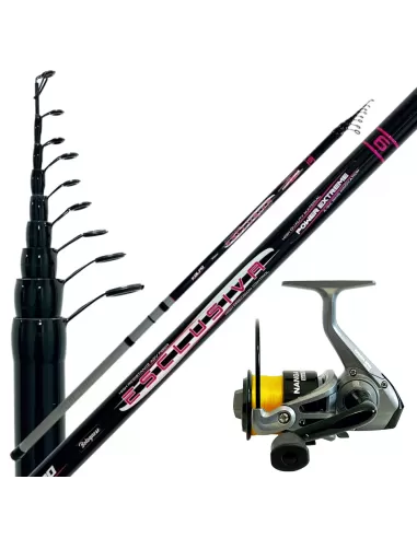 Kit Pesca Bolognese Canna 5 mt in Carbonio Mulinello Fa 3bb