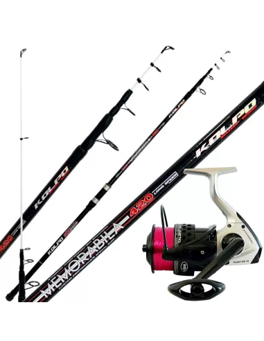 Fishing Kit Surfcasting Rod Kolpo Memorabila 200 gr 4.20 mt Mulinello Nanga 7000