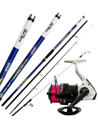 Combo per la Pesca Surfcasting Canna in Carbonio 250 gr 4.20 mt Mulinello 7000 e Filo-Pescaloccasione