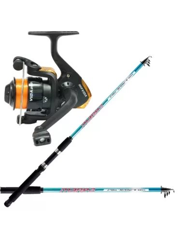 Kit Start Sea and Fresh Water Fishing Rod Reel and Wire