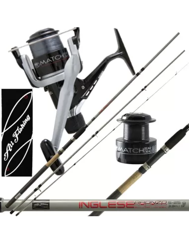 Kit pesca inglese canna all fishing e mulinello con filo-Pescaloccasione