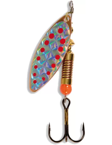 Rotary Spinning Scoop Spoon Elongated Bronze Plated Holographic Red Spots