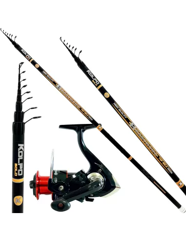 Kolpo Combo Pesca Bolognese Canna in Carbonio Anelli Sic Mulinello 6 bb Bobina Alluminio-Pescaloccasione