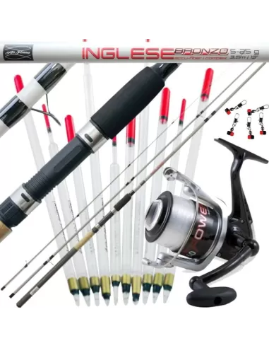 Kit Canna Mulinello Filo 10 Galleggianti Pesca Inglese-Pescaloccasione