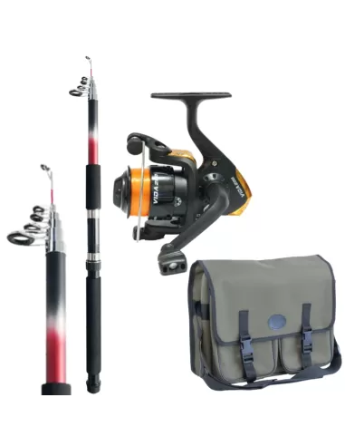 Kit Pesca Spinning Travel Canna 2.70 Mulinello Filo e Borsa