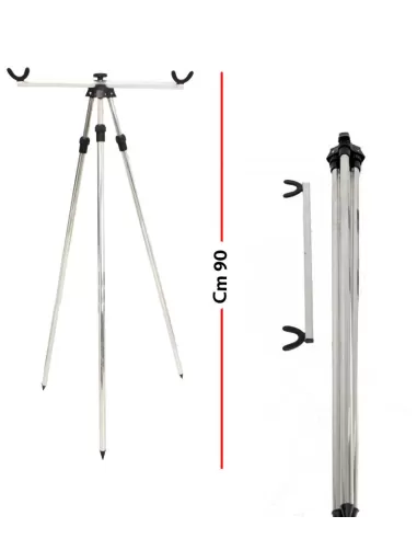 Tripod fishing surf casting made of aluminum with adjustable legs in height.