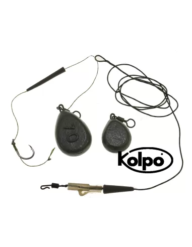 kolpo Montatura Completa Carpfishing con due Piombi Pesca