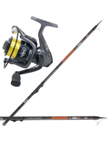 Kit Fishing Bolognese Carbon Rod 6mt and Fishing Reel with Wire 