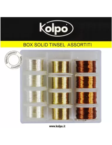 Box Solid Heavy kolpo Flies 12 Mounting Tinsel PCs