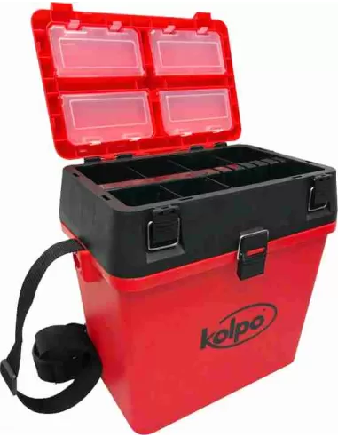 Kolpo Paniere Panchetto da Pesca con Seduta Porta Accessori e Tracolla Red-Pescaloccasione