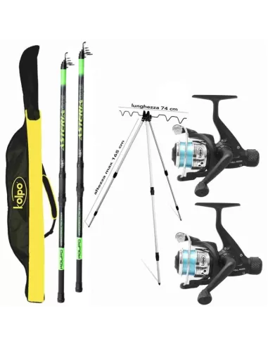 2 Surf fishing Rod Kit two Tripod Thread and Bottom Reels Kolpo Scabbard