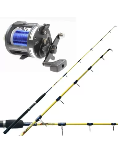 Kit Pesca Traina Sottocosta Canna 20-50 lb Mulinello con Filo Rotante -Pescaloccasione