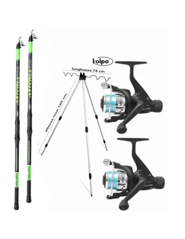 Surf fishing Rod Kit two Bottom Two Wire Reels Tripod Pier