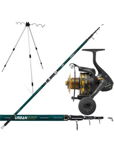 Kit Combo Pesca Surfcasting Canna Urban Mulinello Enjoy Sea Tripode-Pescaloccasione