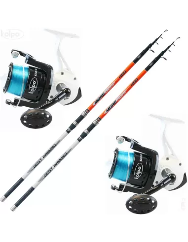 2 Surf Rods Long Cast casting anglers Kit 2 Reel Kolpo King Sea 8000