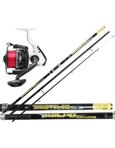 Kit Pesca Surf Casting Canna 3 Sezioni in Carbonio + Mulinello 70000-Pescaloccasione