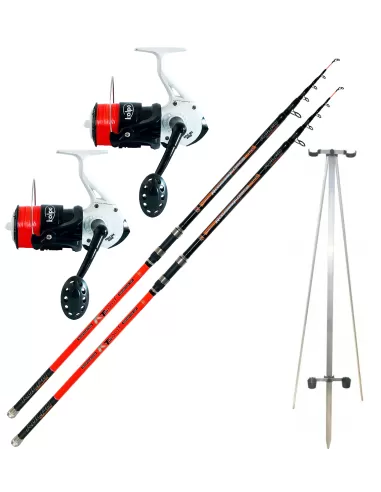 Combo Surfcasting 2 Rods 2 Tripod Reels for Fishing from the Beach