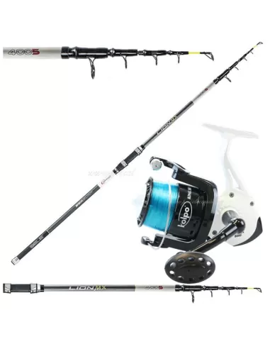 Surfcasting fishing telescopic rod with reel kits and Wire