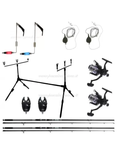 Carpfishing Kit 2 Rods 2 Reels 2 warning devices 1 Pod 2 Bite Indicator 2 Ready Frames