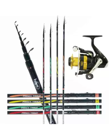 Kit Pesca Trota Lago in Carbonio Canna Mulinello