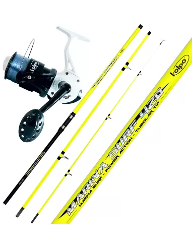 Kolpo Kit Fishing Surf Casting Rod 200gr 4.20mt 3 sections Reel 8000 Conical Coil