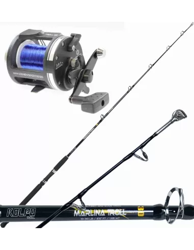 Kolpo Combo Traina Canna Marlina Reel Troll With Wire