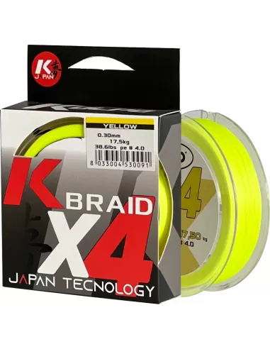 Kolpo K Braid X4 Trecciato Premium Quality 300 mt Giallo Fluo