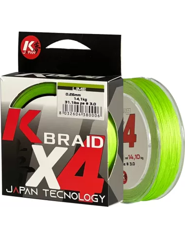 Kolpo K Braid X4 Trecciato Premium Quality 300 mt Lime Fluo