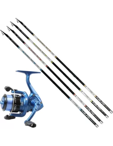 Kolpo Kit Pesca Trota Lago Canna in Carbonio Mulinello Mito con Filo