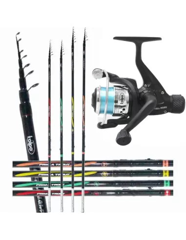 Kolpo Combo Pesca Trota Lago Canna 2-6 gr in Carbonio Mulinello 9 Cuscinetti