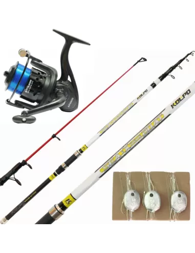 Kolpo Kit Pesca Bolentino Completo Canna Mulinello Filo e Lenze Pronte