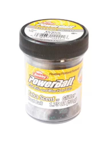 Berkley Powerbait Glitter Trout Bait Black White Twist Pastella per Trote