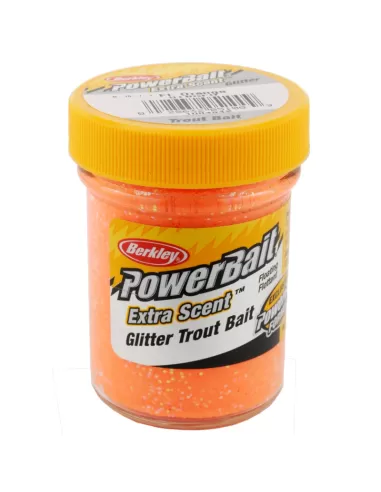 Berkley Powerbait Glitter Trout Bait Fluorescent Orange Pastella per Trote-Pescaloccasione