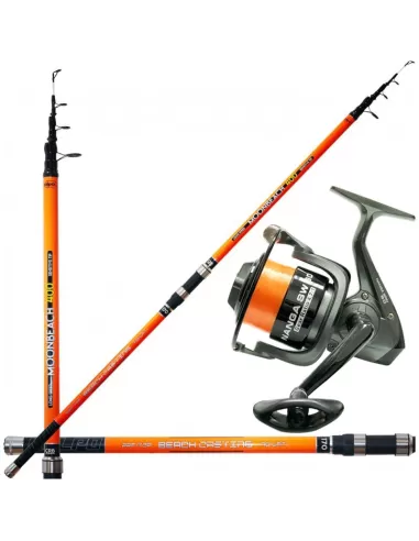 Kolpo Combo Surfcasting Canna da Pesca In Carbonio Mulinello Nanga