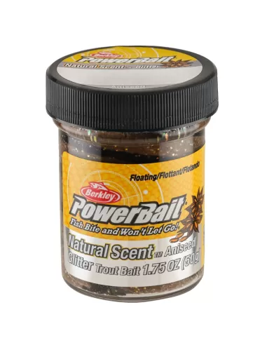 Berkley Powerbait Glitter Trout Bait Black Brown Pastella per Trote Anice