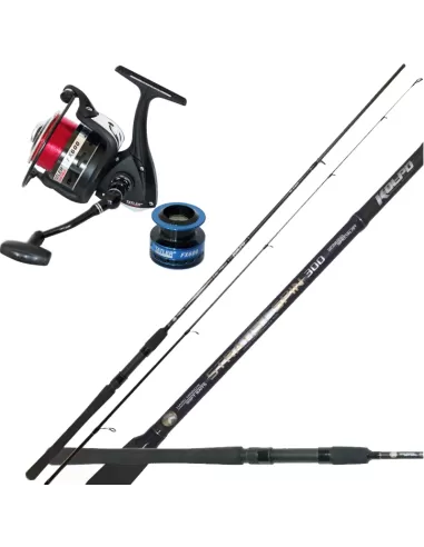 Kit Fishing Spinning Carbon Rod 3 mt Reel 10 Bearings