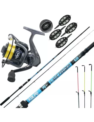 Kit pesca Feeder Canna Lake Feeder Mulinello Filo e Pasturatori