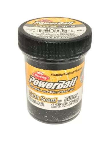 Berkley Powerbait Glitter Trout Bait Extra Scent Pasta Trote Black